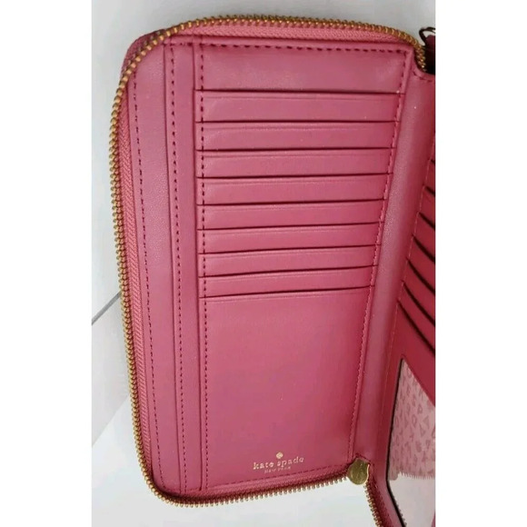 Kate Spade Mauve Leather Zip Around Wallet Billfold - Picture 6 of 12